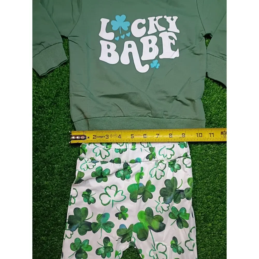 Festive Green Lucky Babe St. Patrick's Day 2-Piece Outfit Set